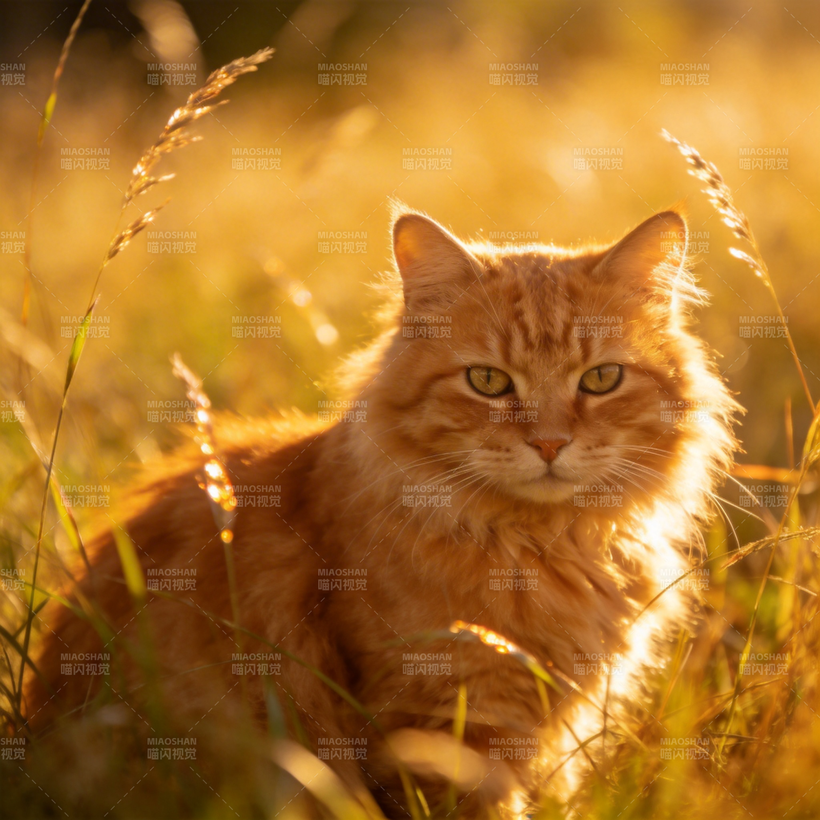 金猫草间静坐图片