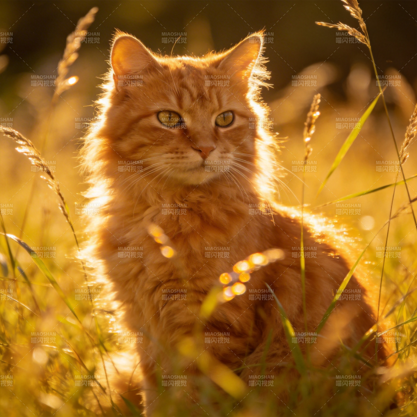 金猫草间静坐图片