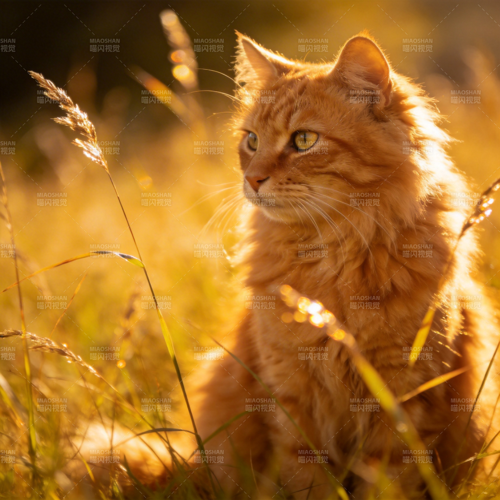 金猫草间静坐图片