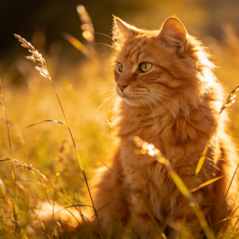 金猫草间静坐图片