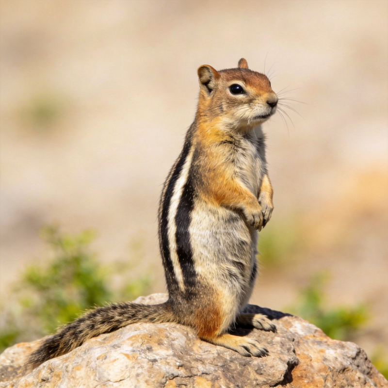 松鼠立岩凝望图片