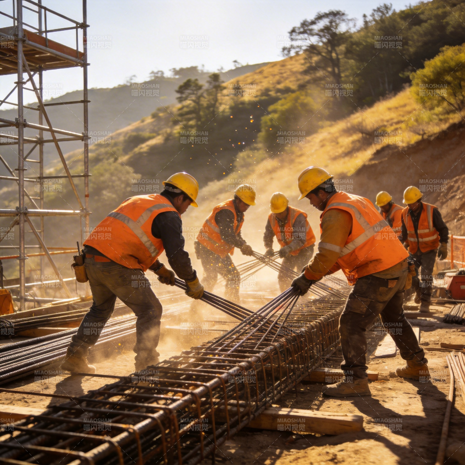 工地钢筋作业现场图片