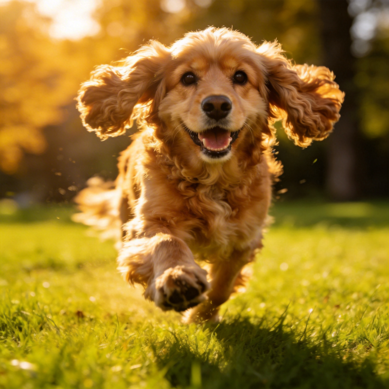 金毛奔跑在阳光下图片