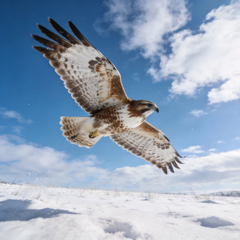 雪原翱翔的鹰图片