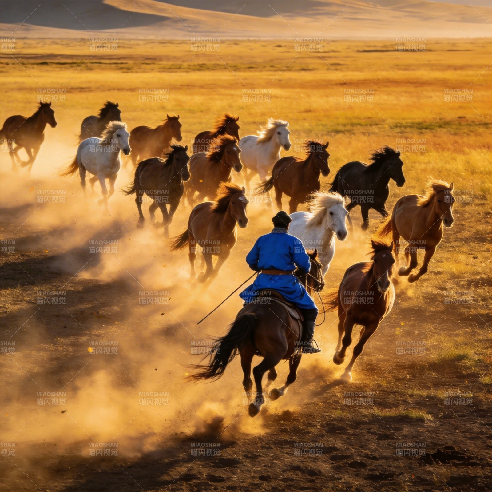 草原驰骋 骏马奔腾图片