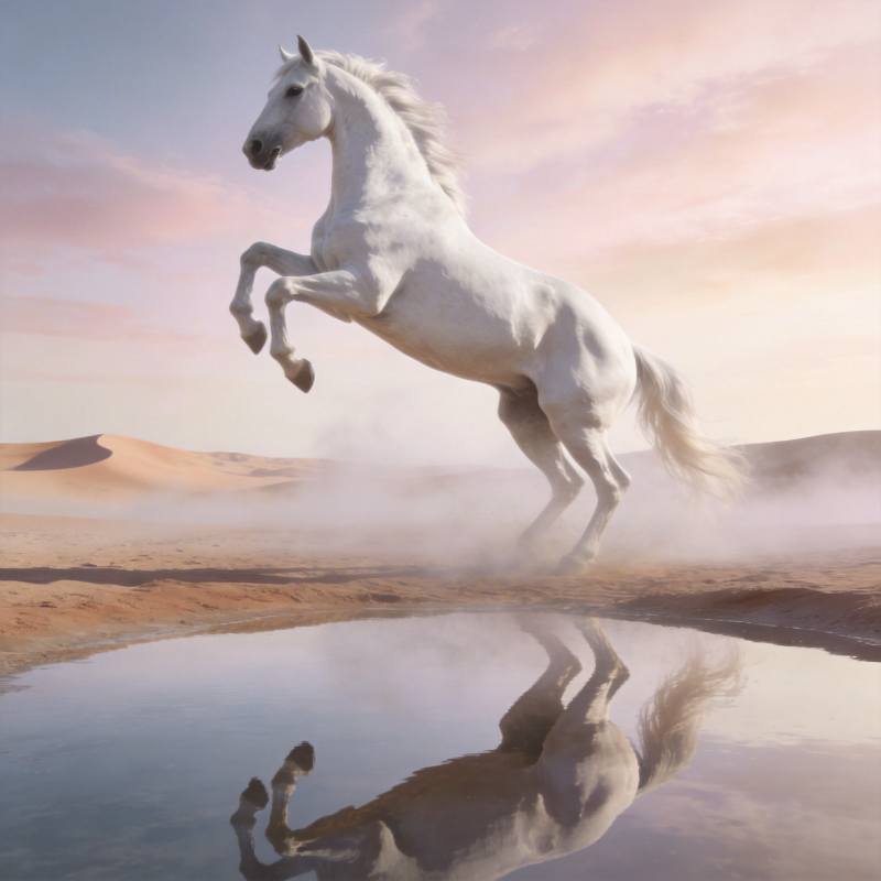 白驹踏沙 影映清泉图片