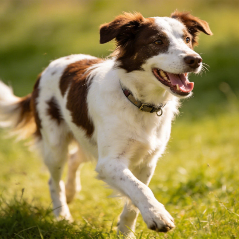 奔跑的棕白犬图片