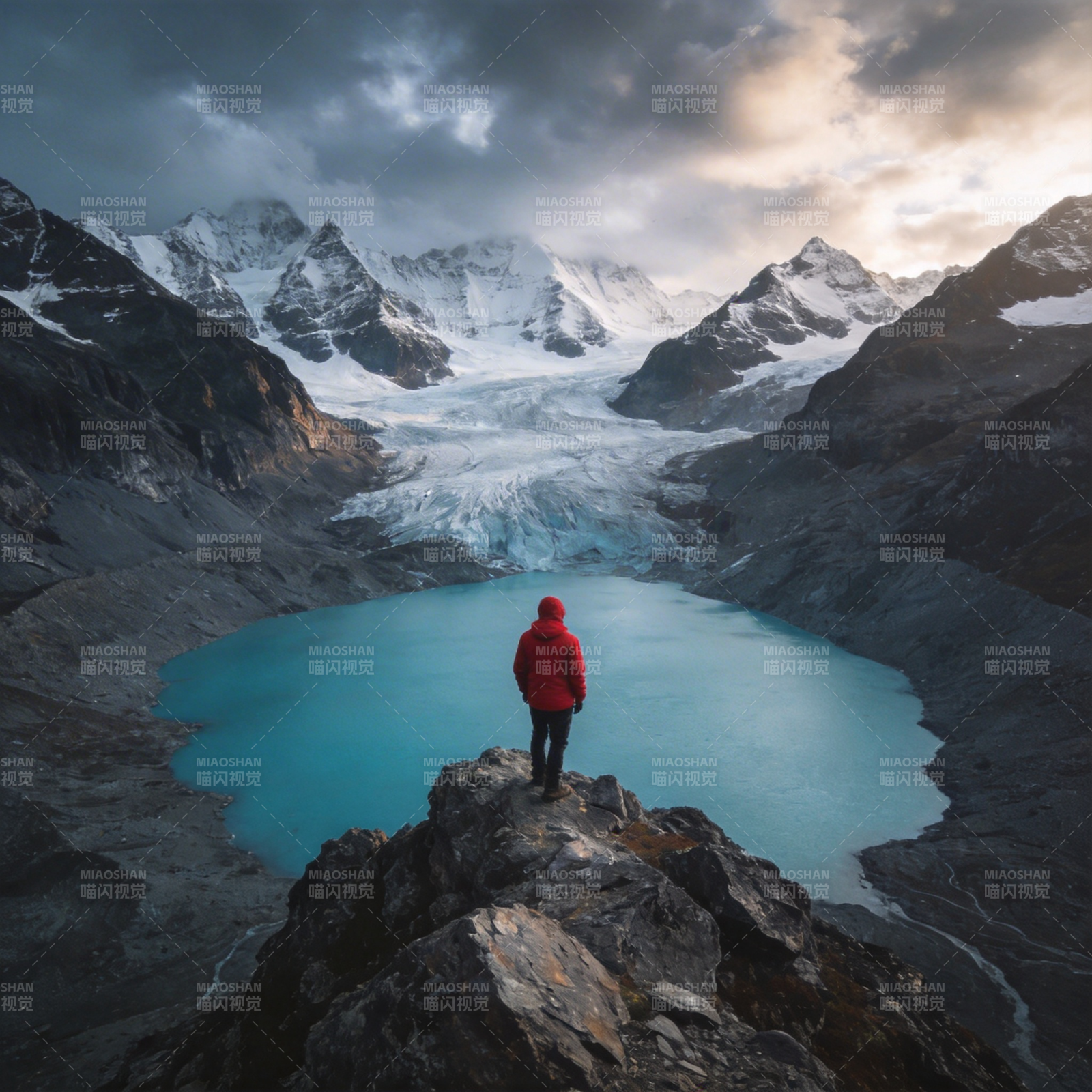 雪山之巅 湖光映心图片