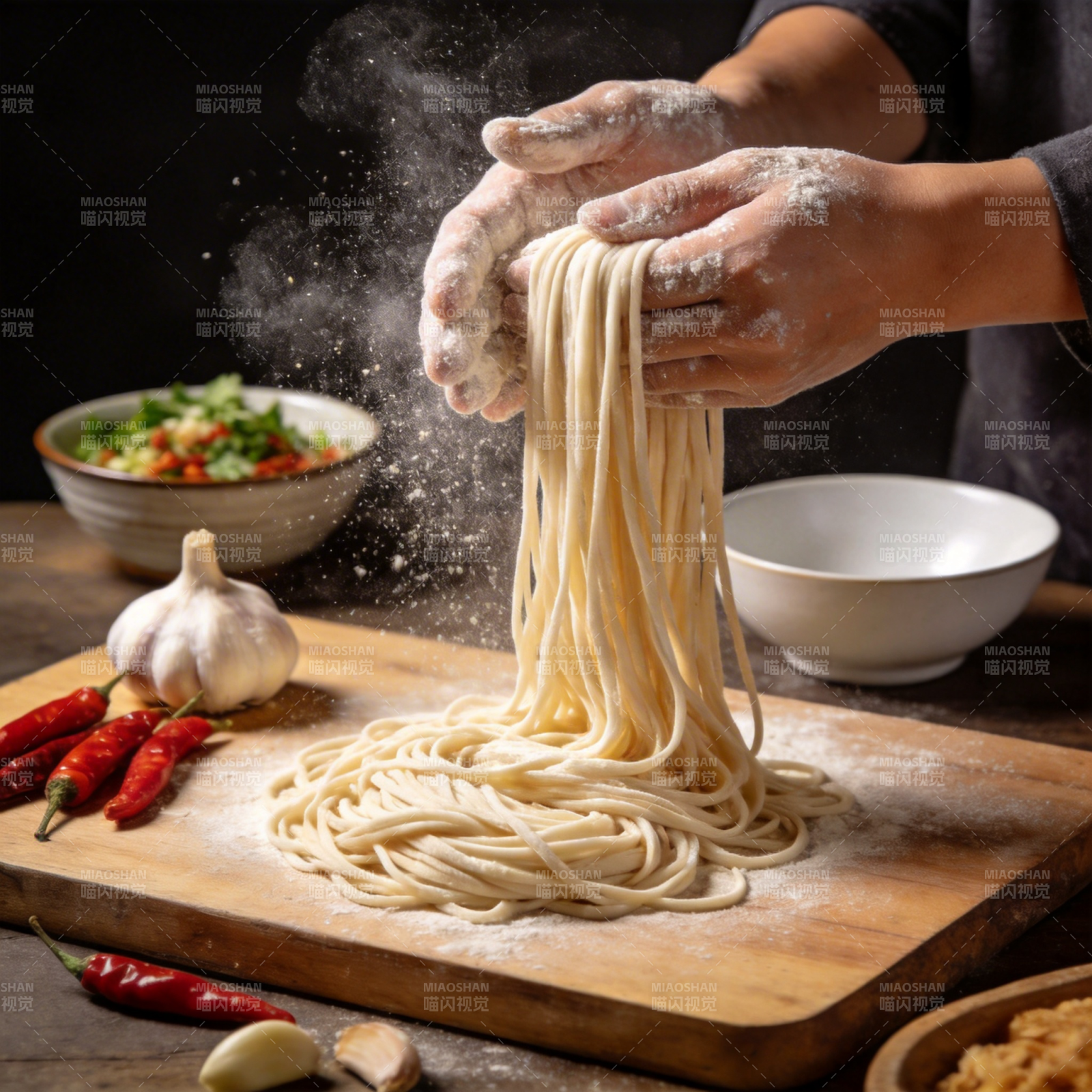 手工拉面制作图片