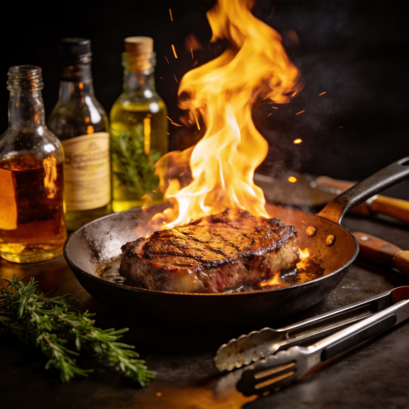 火焰煎牛排图片