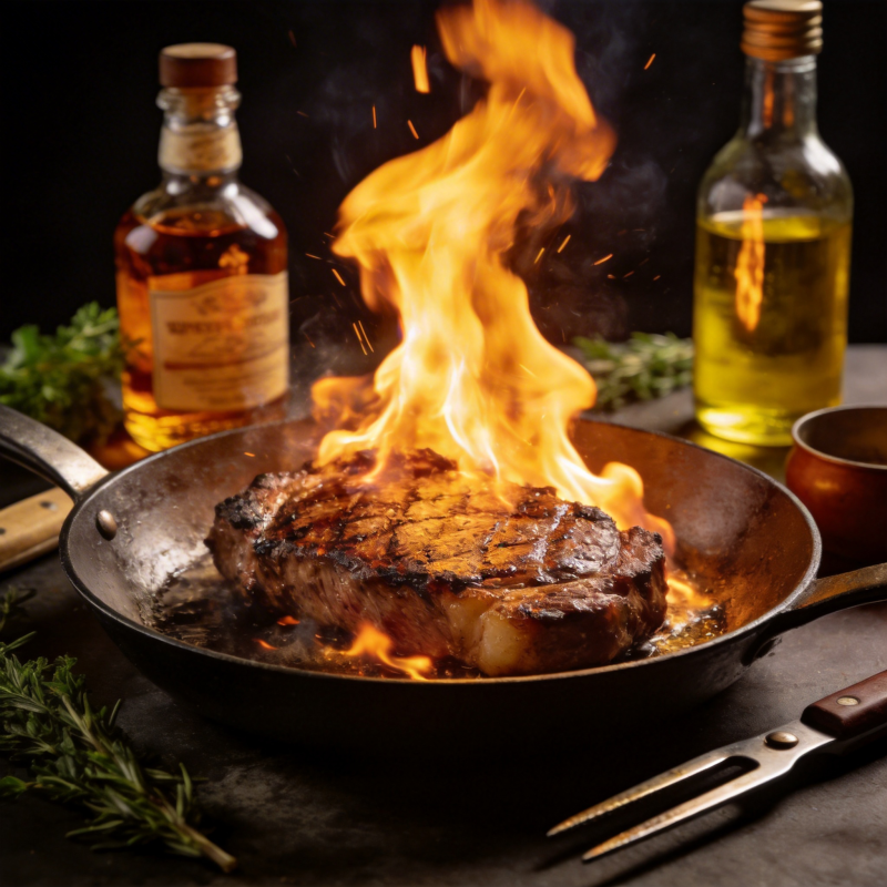 火焰煎牛排图片