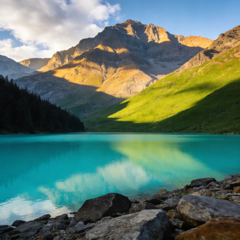 碧湖映山 光影如画图片