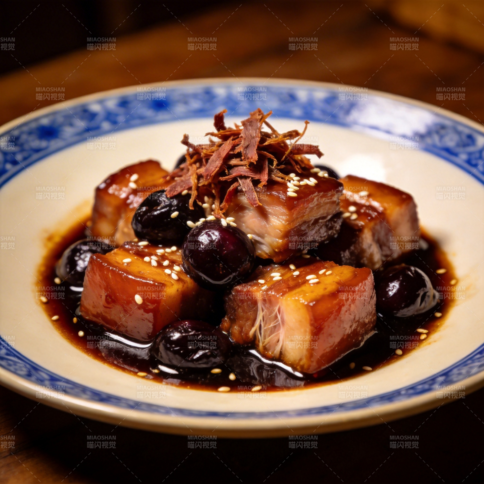 红烧肉配梅子图片