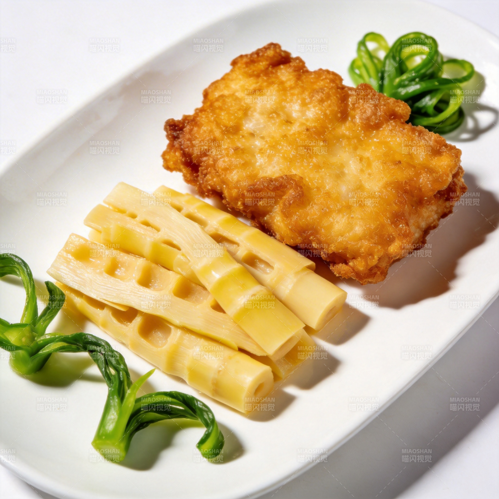 香煎鱼排配竹笋图片