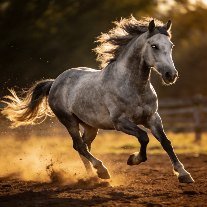 奔腾的灰马图片