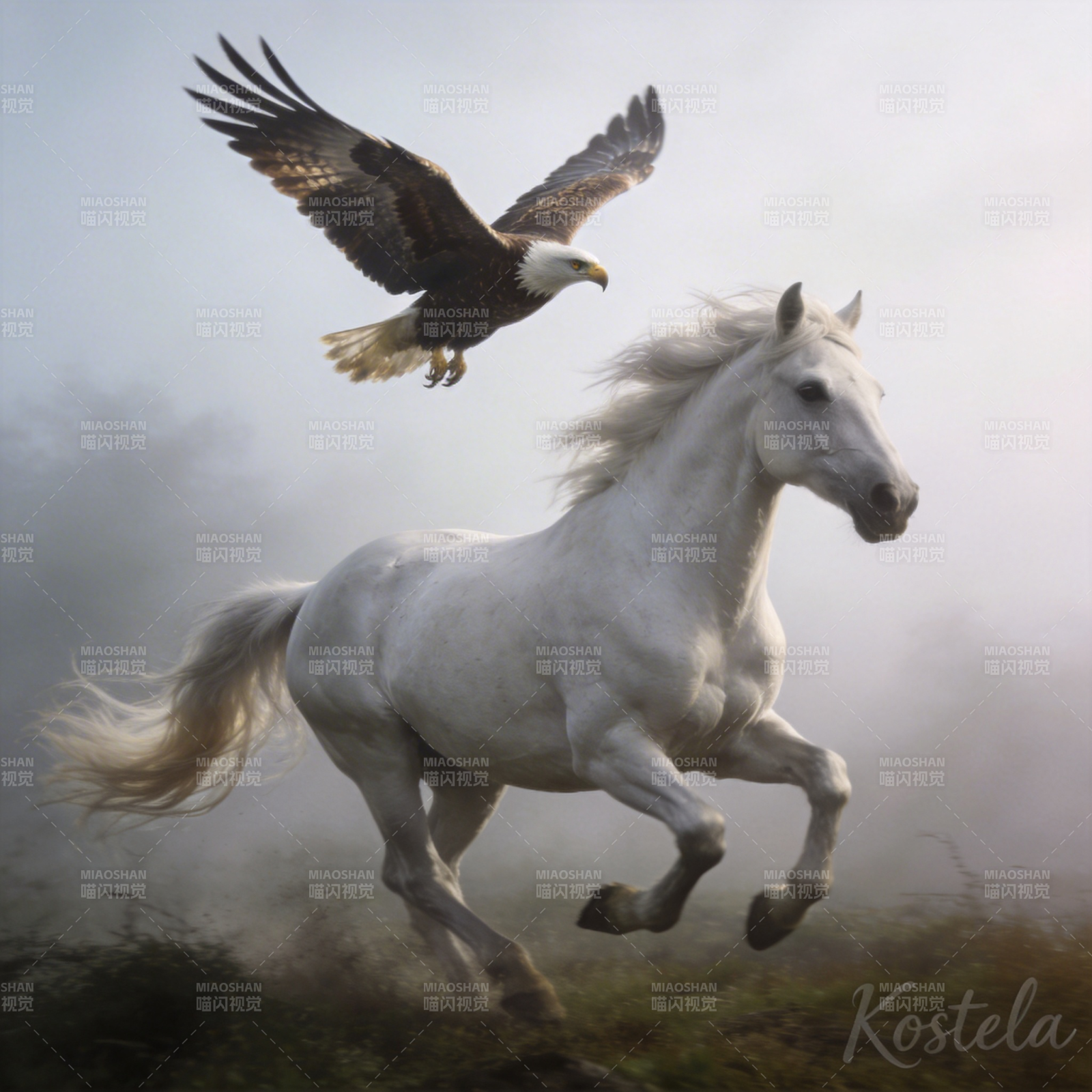 鹰马共舞图片