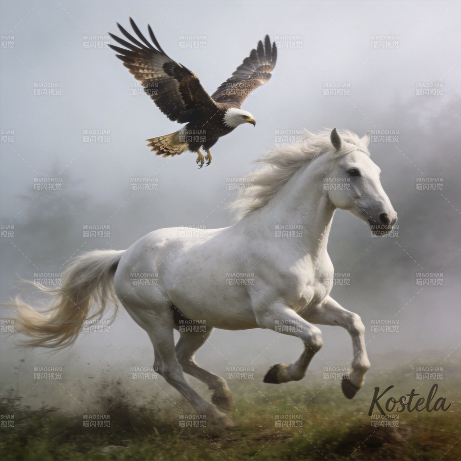 鹰马共舞图片