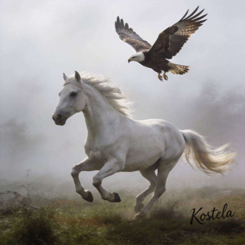 骏马与鹰共舞图片