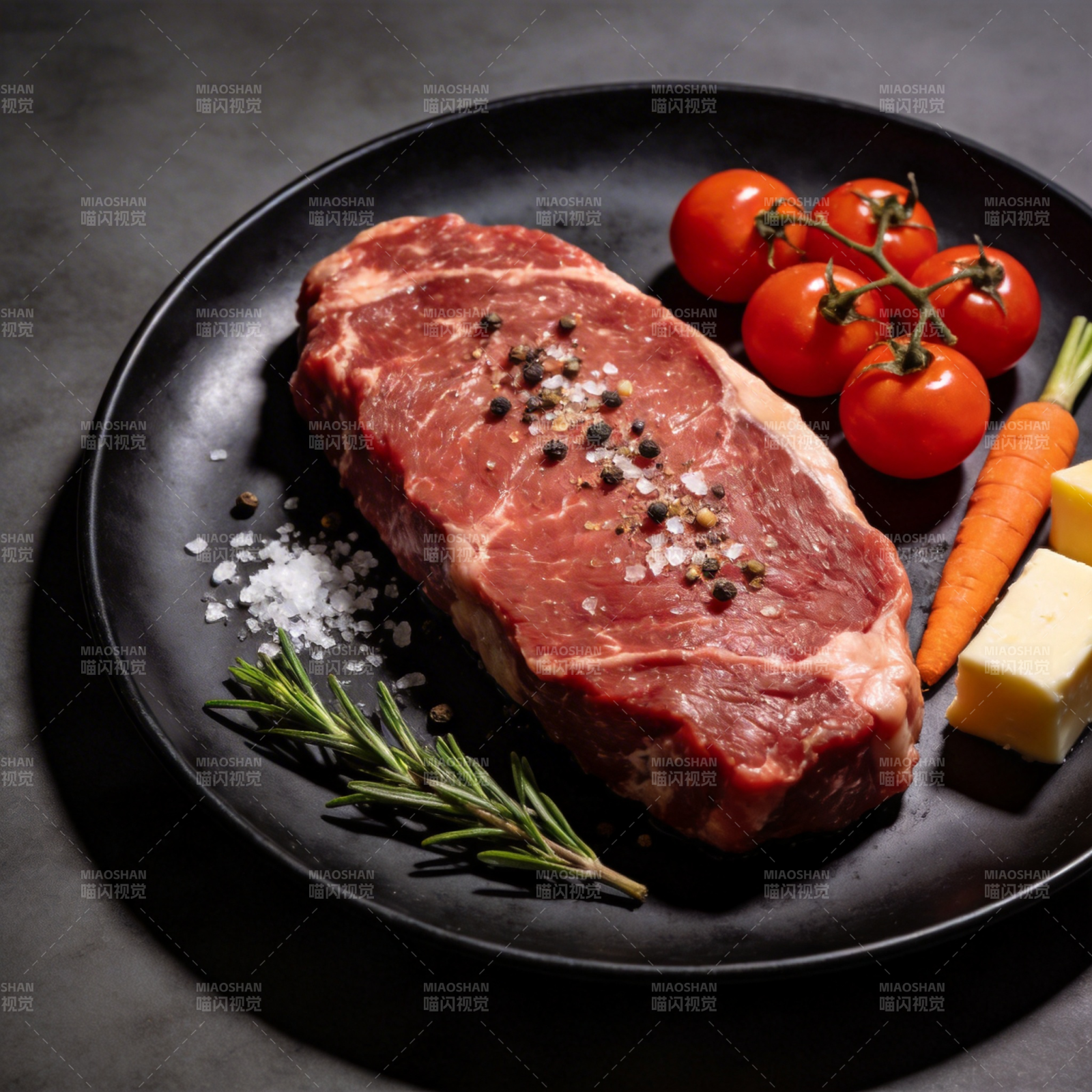 牛排配香草与蔬菜图片