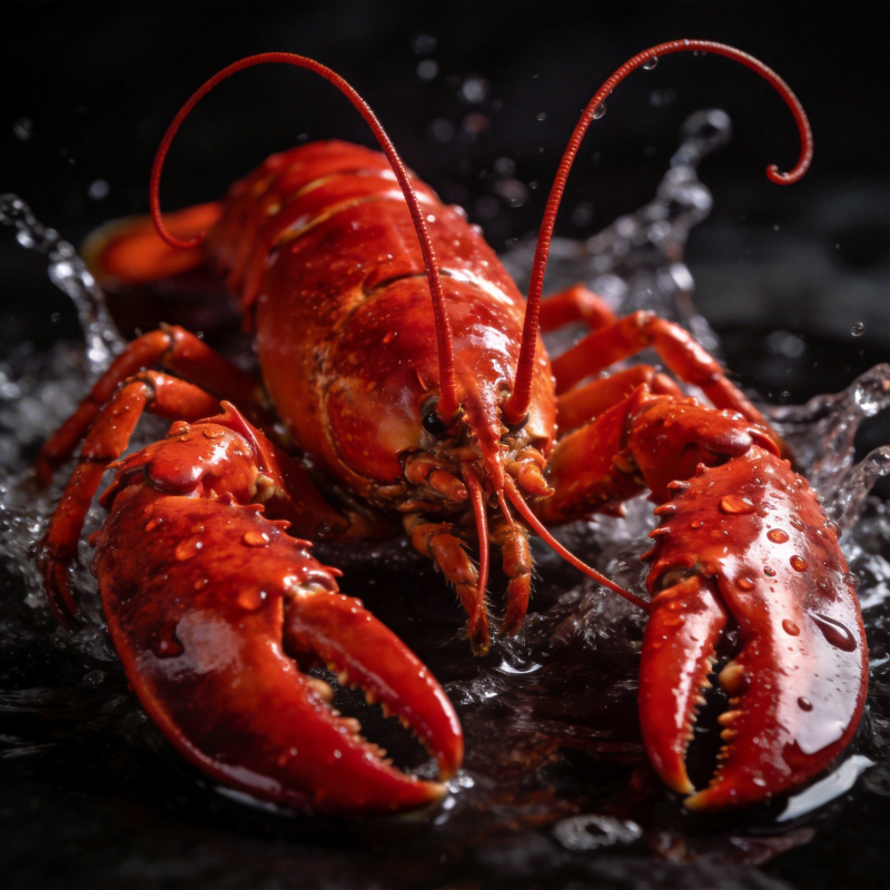 鲜红龙虾跃动水花图片