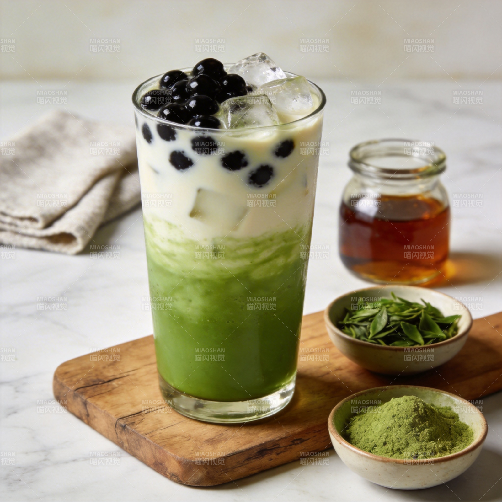 抹茶黑珍珠饮品图片