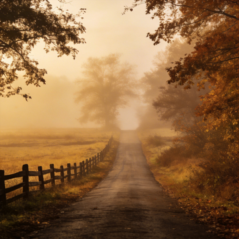 秋雾小径图片