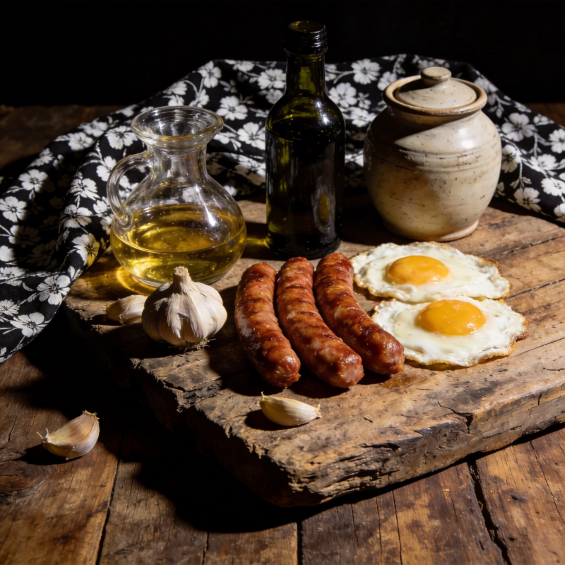 香肠煎蛋早餐图片