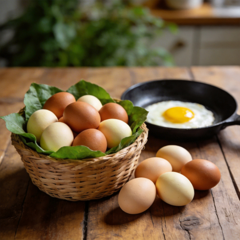 新鲜鸡蛋与煎蛋图片