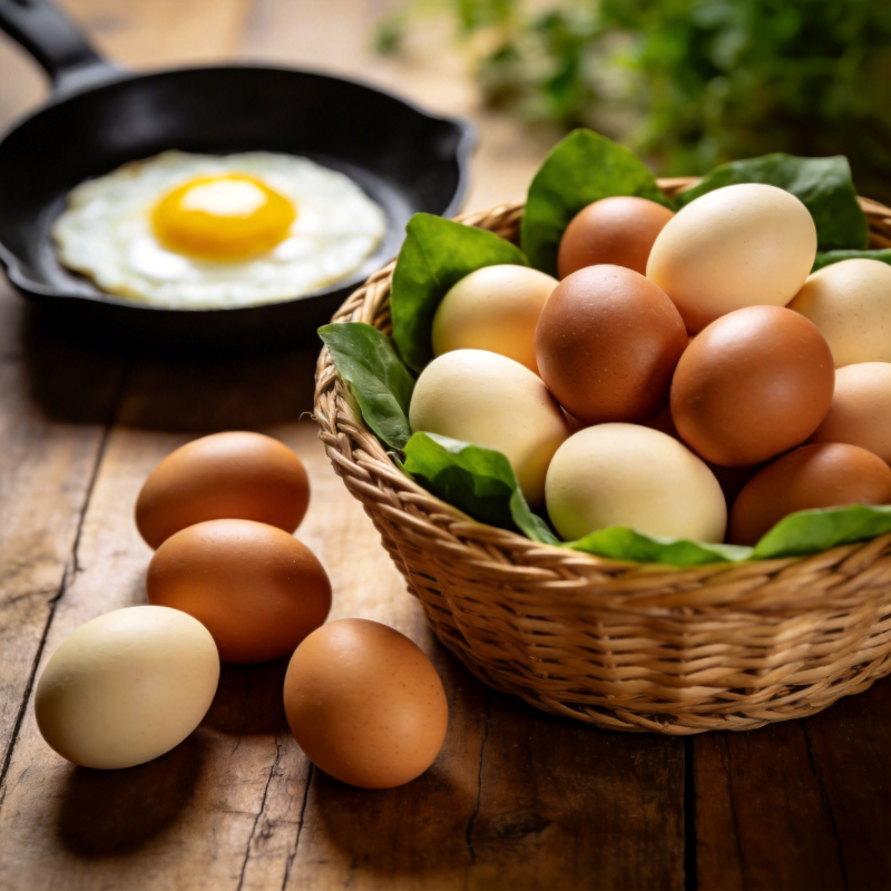 新鲜鸡蛋与煎蛋图片