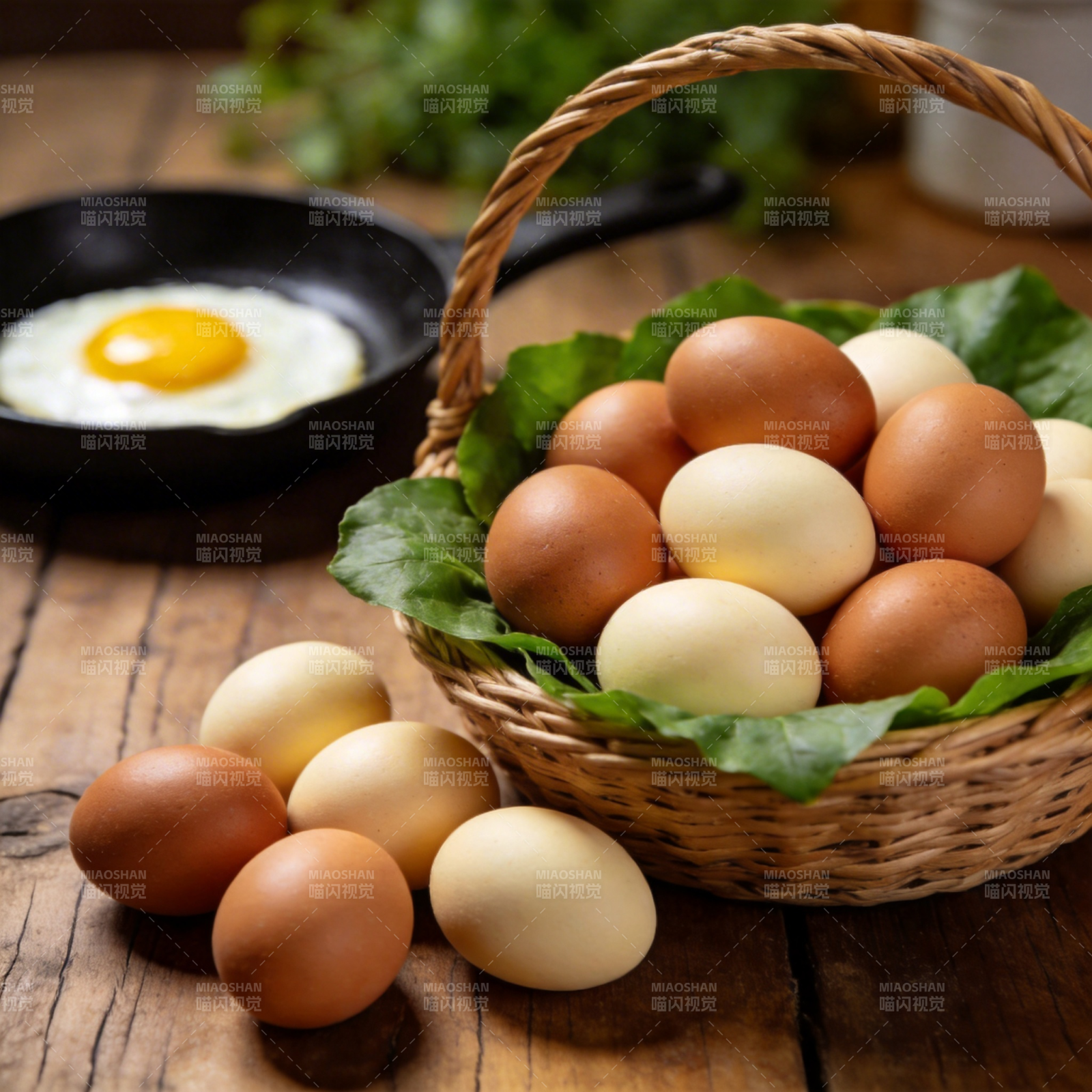 篮中鲜蛋 煎蛋相伴图片