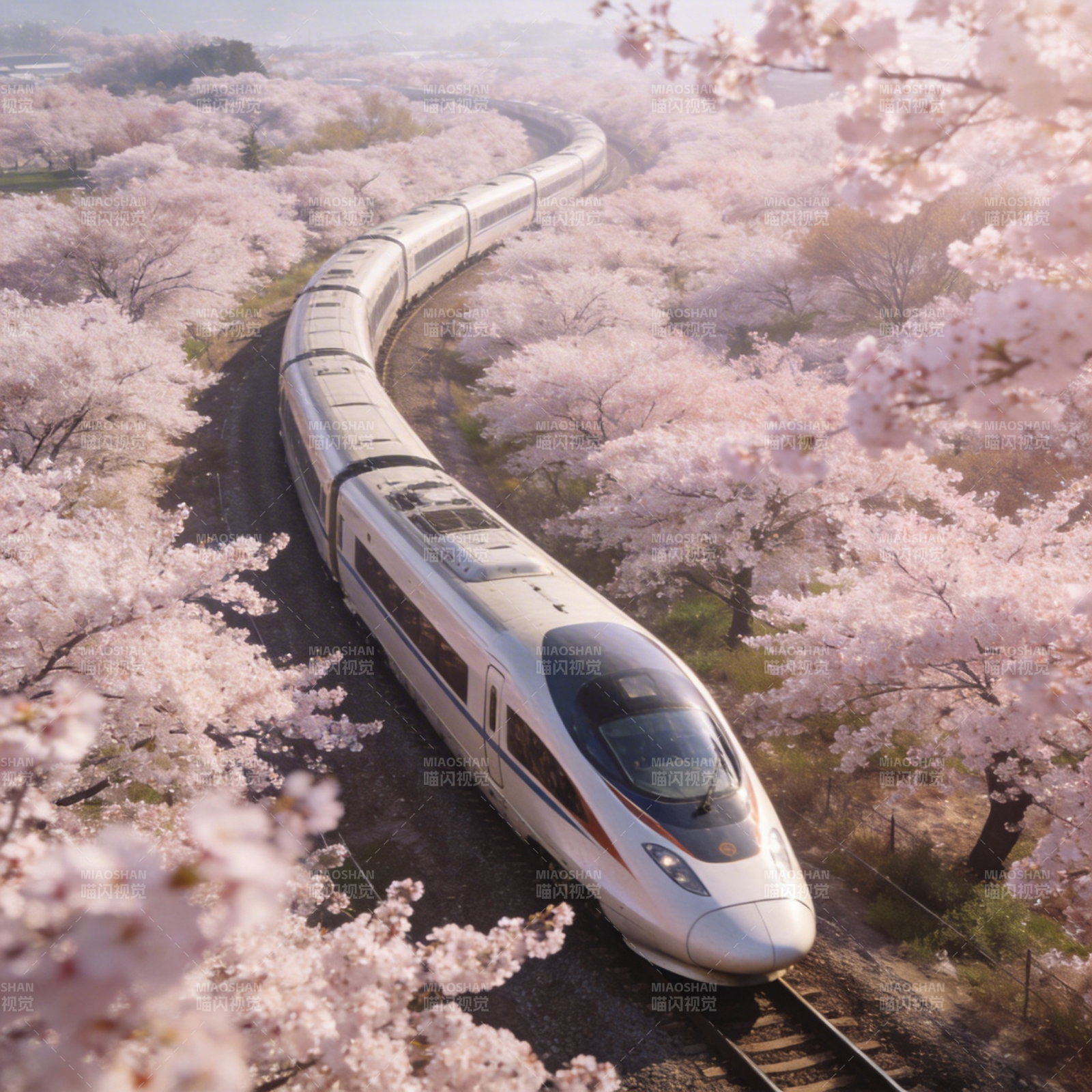 樱花季的高铁之旅图片
