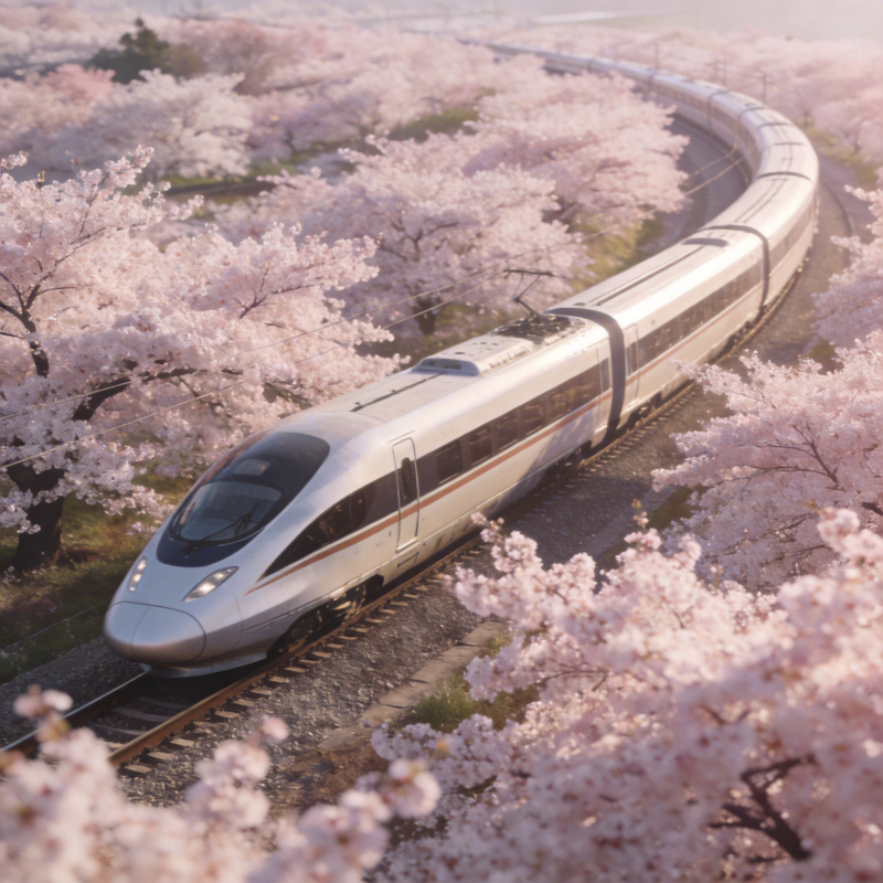 樱花列车春日行图片
