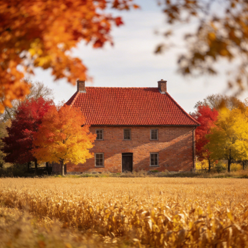 秋日农舍风光图片