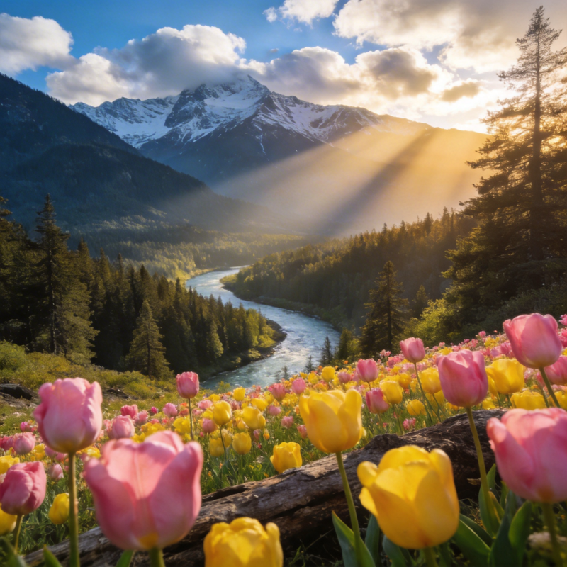 山花烂漫春日景图片