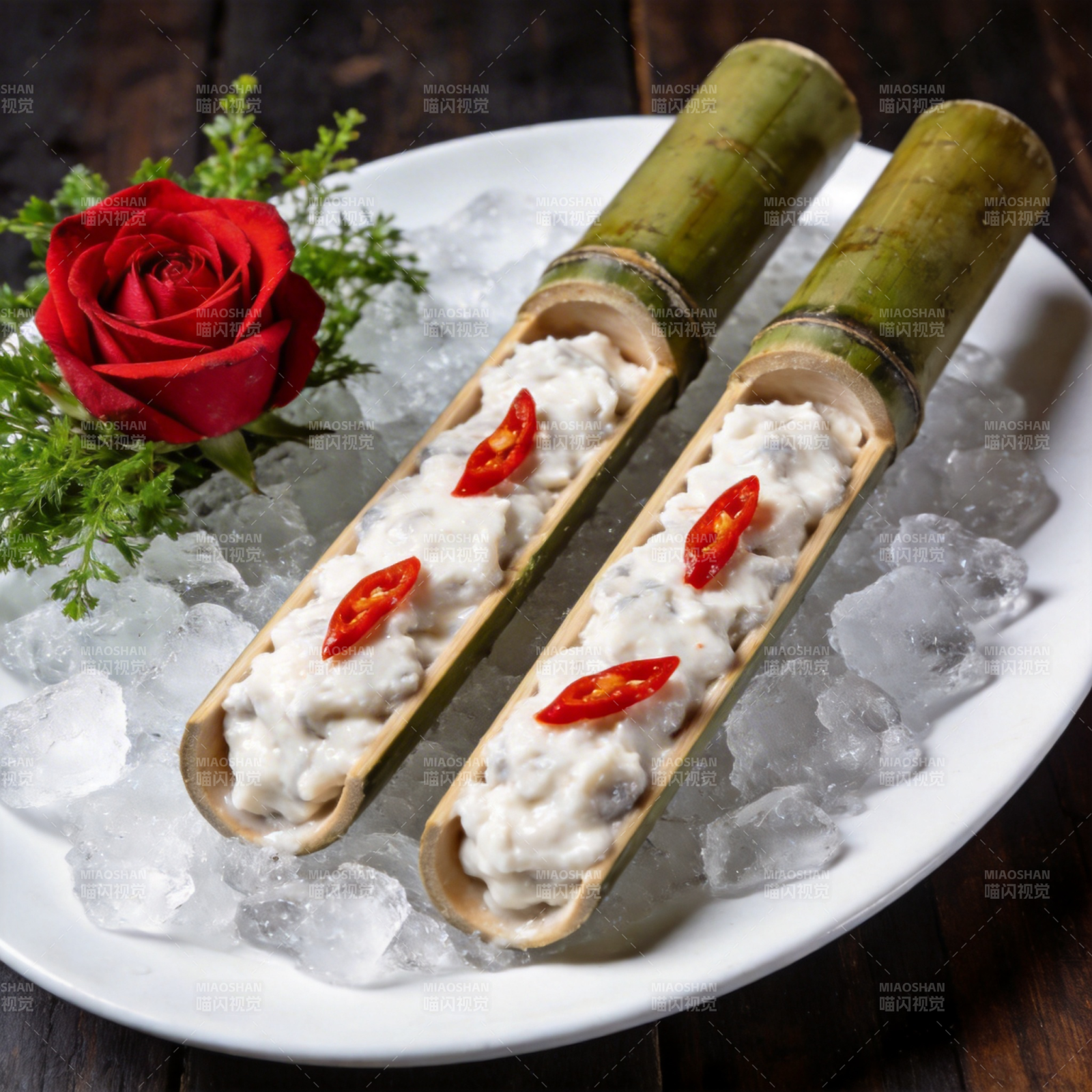 竹筒冰镇甜品图片