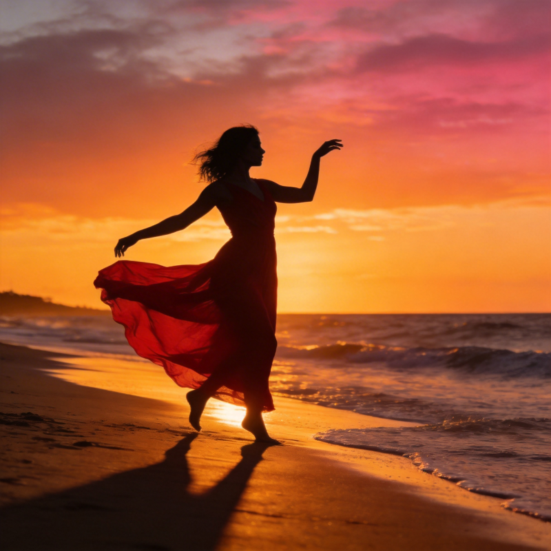 夕阳下的舞者图片