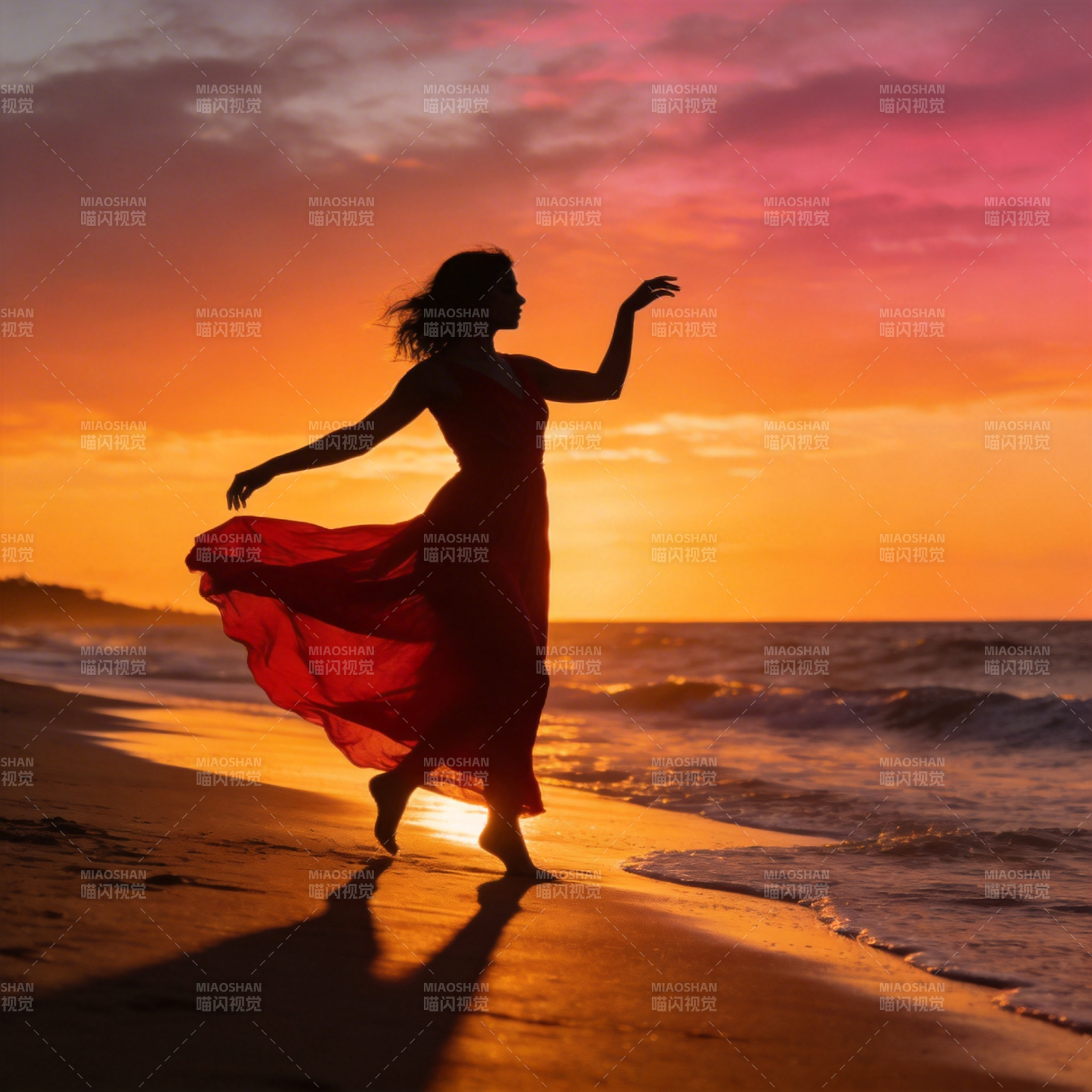 夕阳下的舞者图片