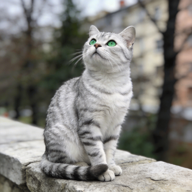 灰猫凝望天空图片