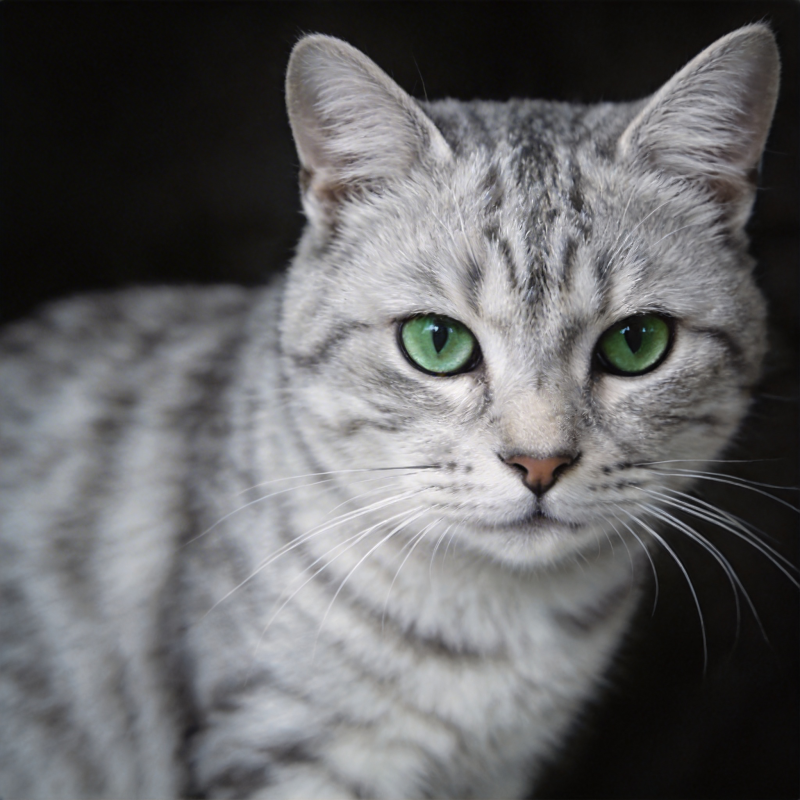 银虎斑猫凝视图片