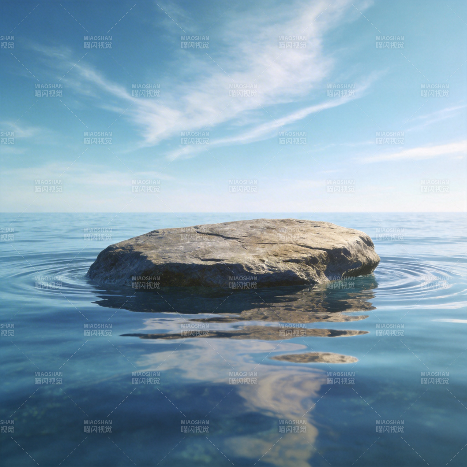 孤石浮水图片