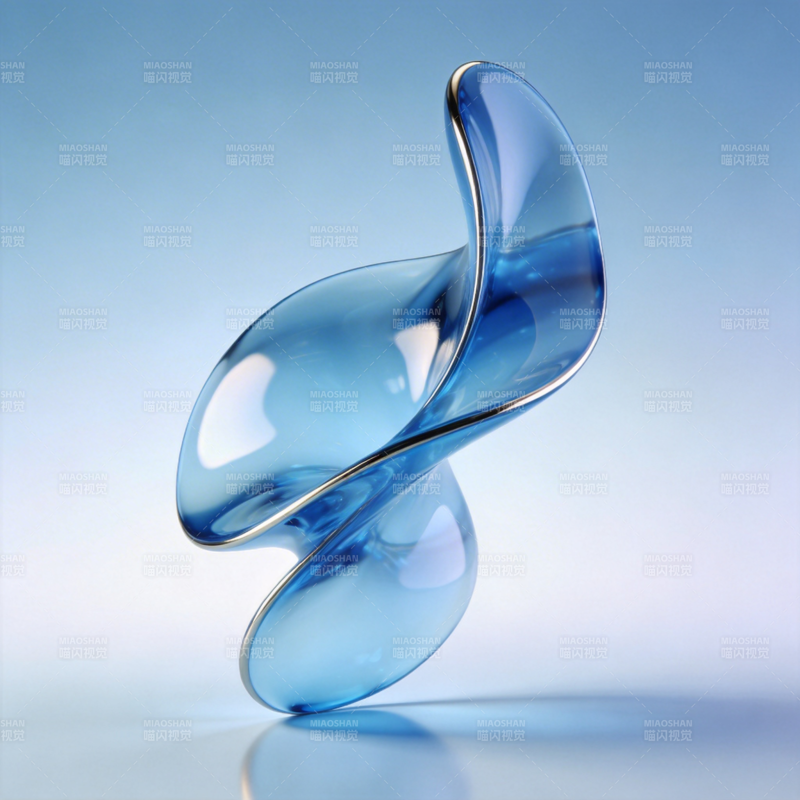 蓝色玻璃雕塑图片