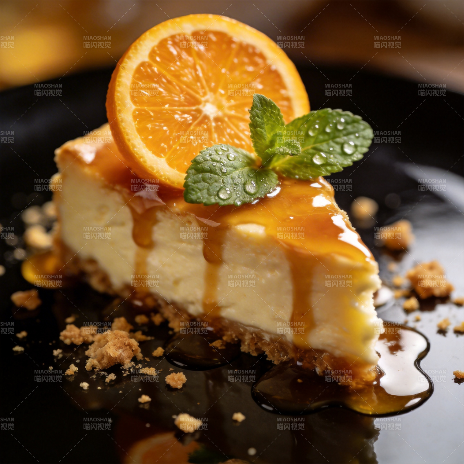 橙香芝士蛋糕图片