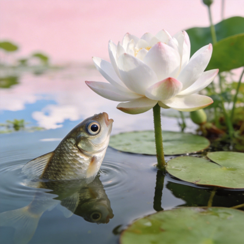 鱼望莲花图片