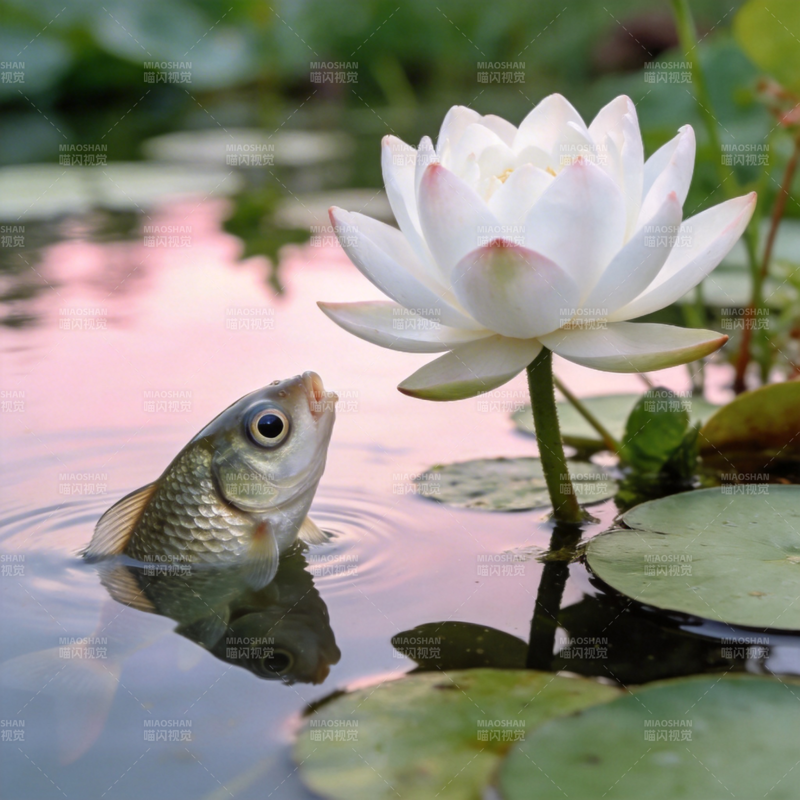 鱼望莲花图片