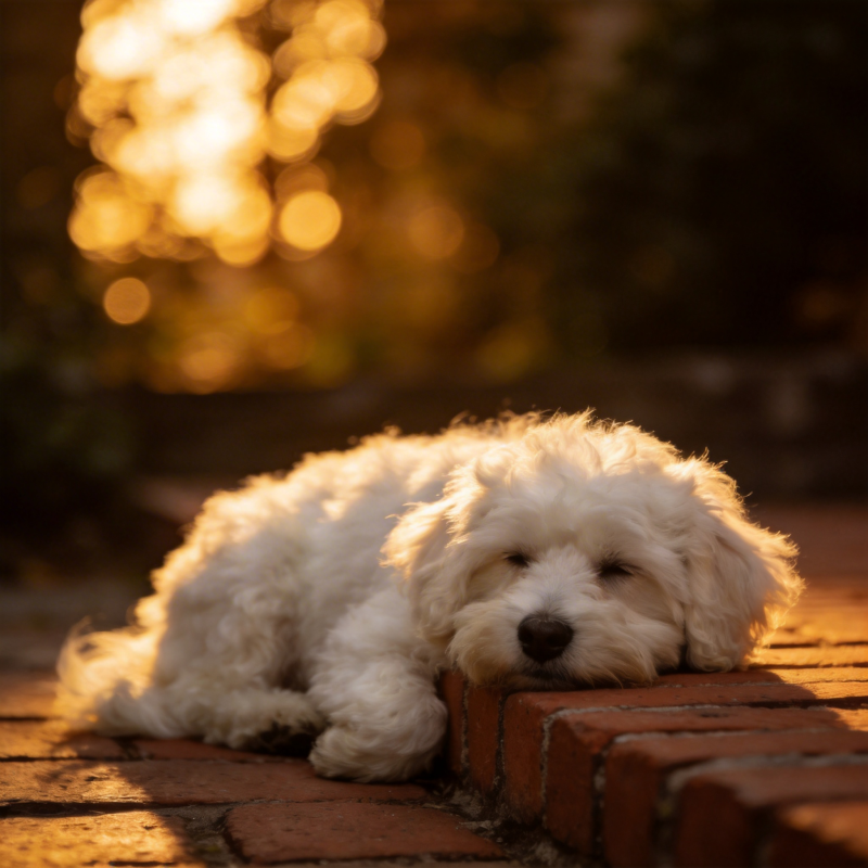 夕阳下的萌犬图片
