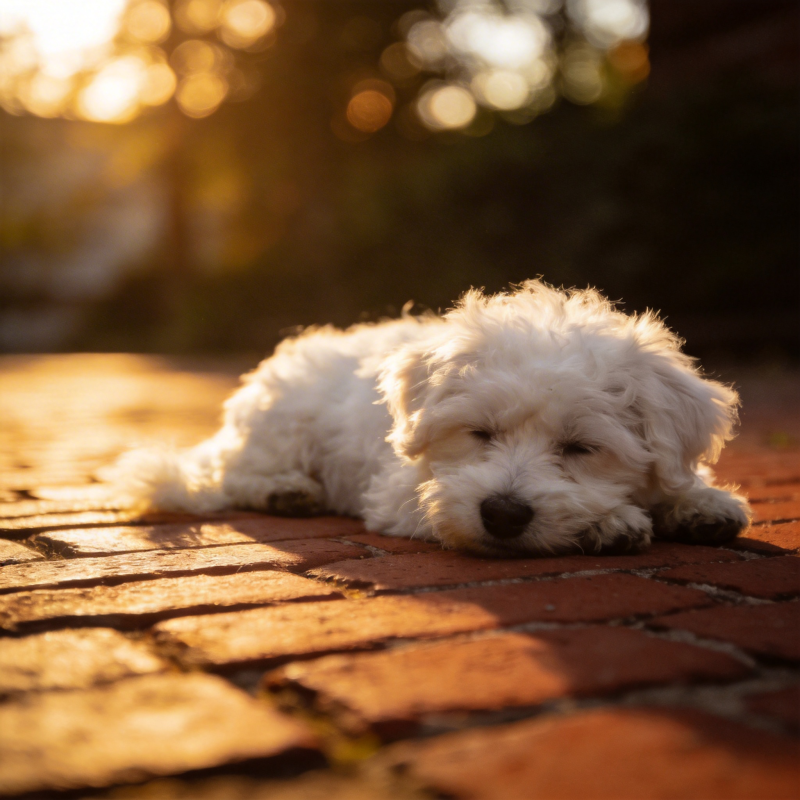 夕阳下的萌犬图片