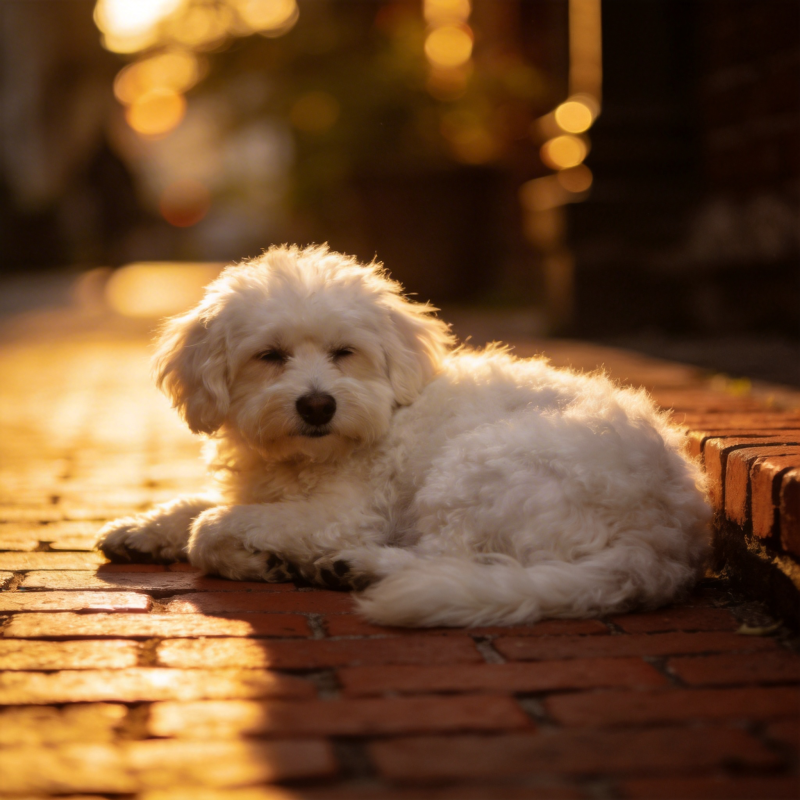 夕阳下的萌犬图片