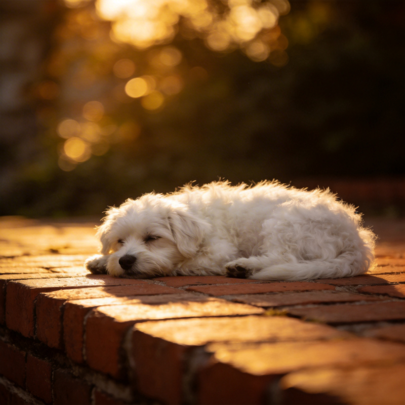 阳光下的小狗酣睡图片
