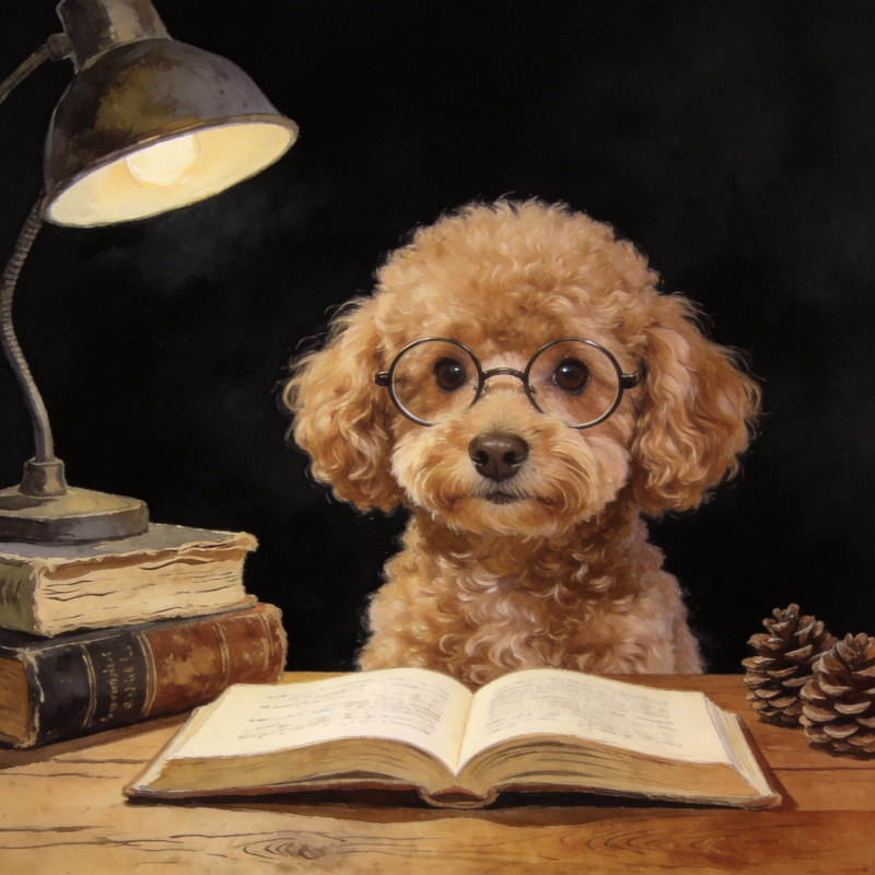 戴眼镜的狗狗读书图片