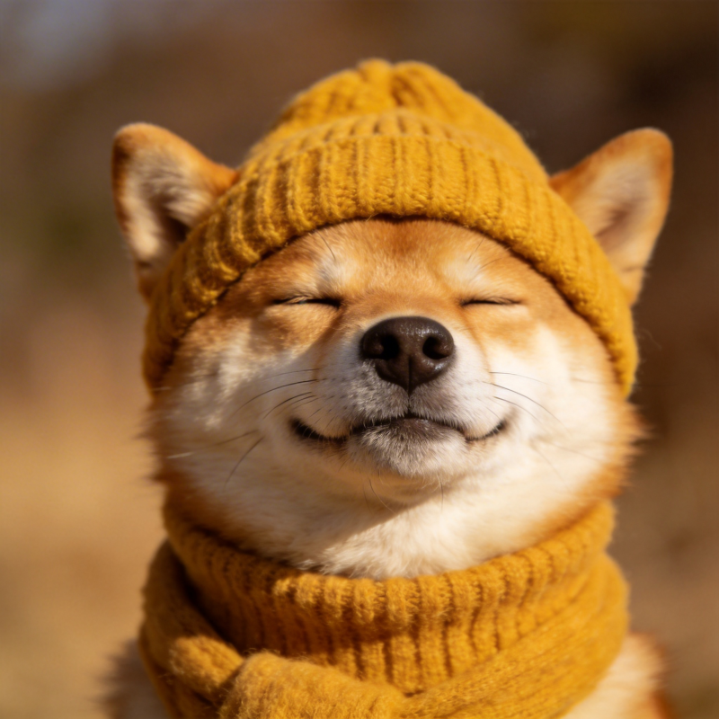 暖冬微笑柴犬图片